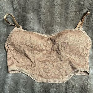 PINK by VS Lace Bralette Wireless, lightly Padded Brown Sz Medium